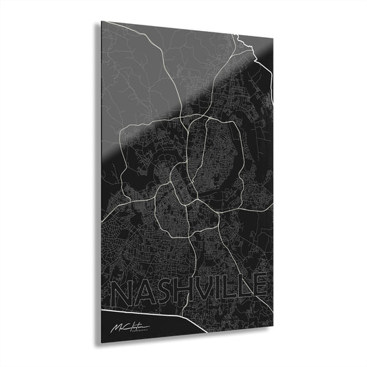 615 - Highways to Nashville Map Acrylic